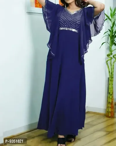 Blue Faux Georgette Dresses For Women-thumb0