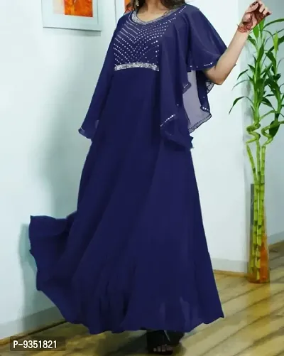 Blue Faux Georgette Dresses For Women-thumb2