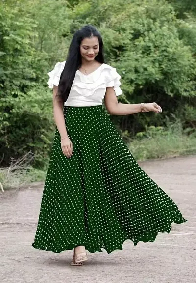 Classy Flared Skirt with Solid Top Set