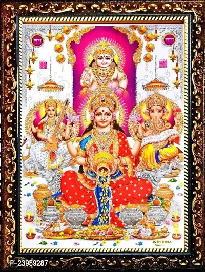 Laxmi Ganesh Saraswati With Kuber Ji Photo Frame Religious Frame In Pack Of 1