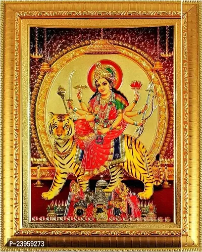 Goddess Durga Ma God Photo For Pooja | Hindu Bhagwan Devi Devta Photo | God Photo Frames | Wall Decor Photo Frame | Photo Frame Religious Frame In Pack Of 1-thumb0