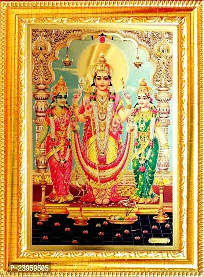 Lord Murugan And His Two Wives ndash; Valli And Devasena Religious Frame In Pack Of 1-thumb0