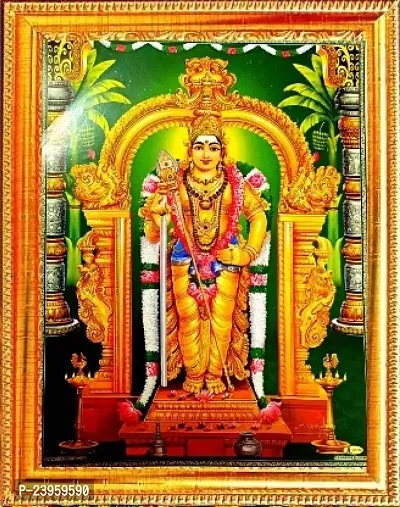 Lord Karthikeya Murugan Photo Frame For Pooja Room With Wall Hook ( 29 X 23 Cm ) Religious Frame In Pack Of 1