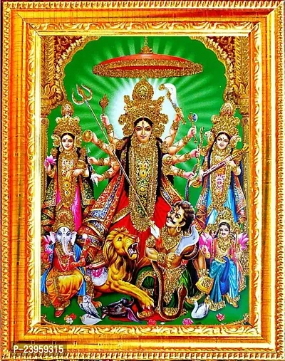 Laxmi Ji, Kali Maa, Saraswati Ji With Mahishasura| Goddess Photo Frame Religious Frame In Pack Of 1