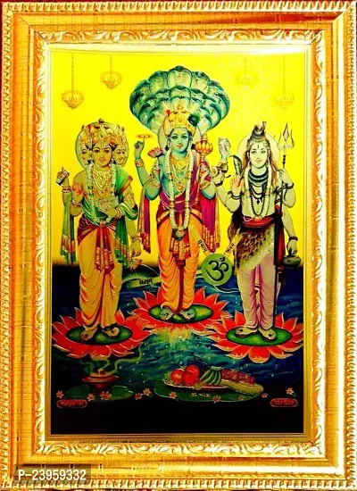 Lord Brahma Vishnu Mahesh Religious Frame In Pack Of 1