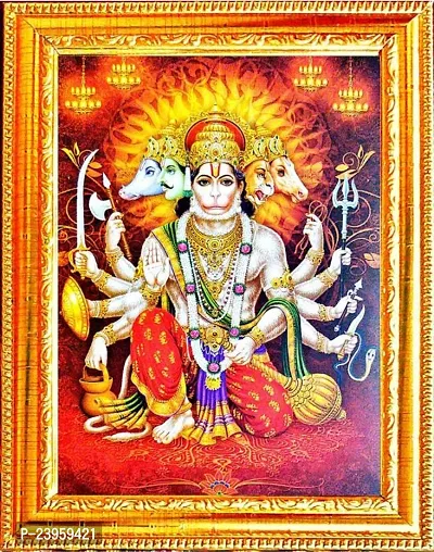 Panchamukhi Hanuman Ji | Hindu God Photo Frame Religious Frame In Pack Of 1-thumb0