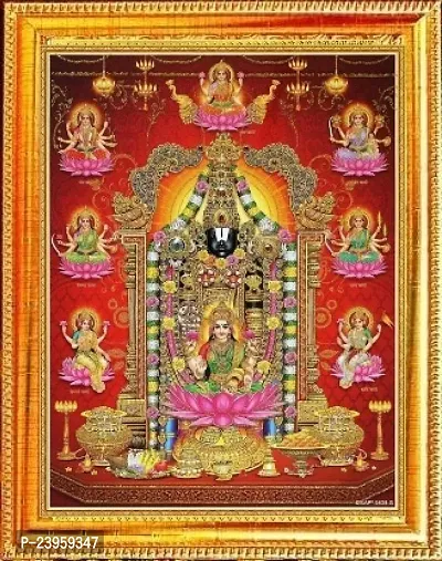 Tirupati Balaji With Laxmi Ji Photo Frame ( 20 X 15 Cm ) Religious Frame In Pack Of 1