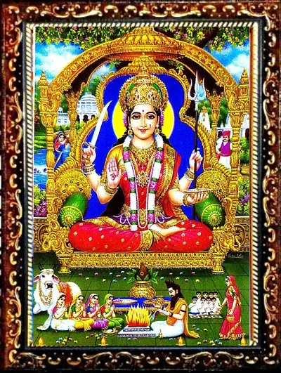 Jai Santoshi Maa | Santoshi Maa | Hindu Folklore |Goddess Photo Religious Frame In Pack Of 1