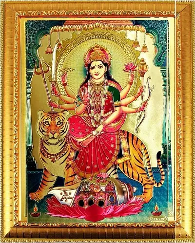 Goddess Durga Ma God Photo For Pooja | Hindu Bhagwan Devi Devta Photo | God Photo Frames | Wall Decor Photo Frame | Photo Frame Religious Frame In Pack Of 1