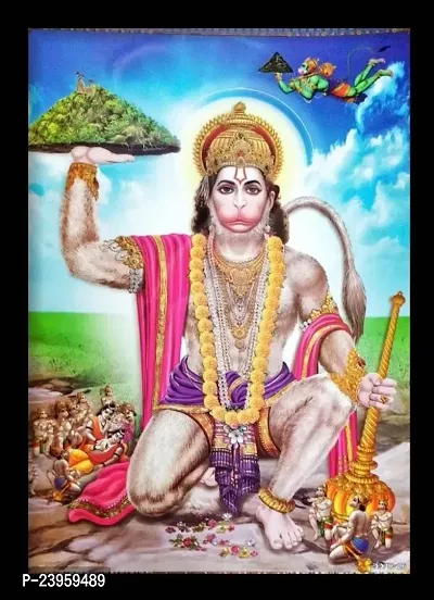 Hanuman Ji Photo Frame | Bajrang Bali Hanuman Ji God Photo With Frame For Pooja|Big Size Photo | Religious Frame | God Photo Frame ( 35 X 24.5 Cm ) Religious Frame In Pack Of 1