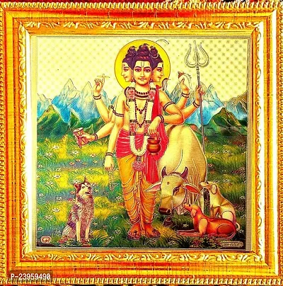 Dattatreya God | Divine Trinity | Brahma | Vishnu | Siva Religious Frame In Pack Of 1-thumb0