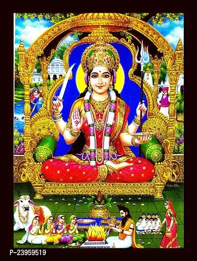 Jai Santoshi Maa | Santoshi Maa | Hindu Folklore |Goddess Photo Religious Frame In Pack Of 1-thumb0
