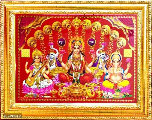 Laxmi Ganesh With Shubh Labh Swastik Shree Ridhi Siddhi Religious Frame In Pack Of 1-thumb0