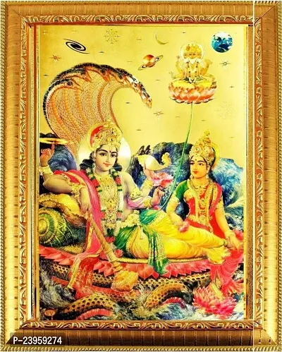 Lord Vishnu Laxmi Photo Frame | God Photo Frame | God Photos | Bhagwan Photo Religious Frame In Pack Of 1-thumb0