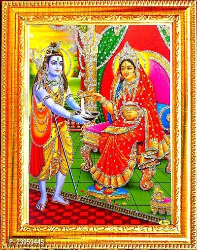 Annapurna Ji With Shiv Ji | Annapurna Mata Religious Frame Religious Frame In Pack Of 1-thumb0