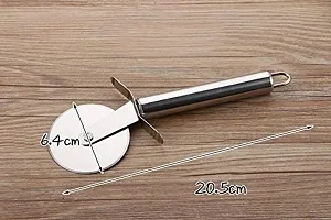 Mosaic Stainless Steel Wheel Pizza Cutter Premium Pack of 1, Silver (20 cm)-thumb2