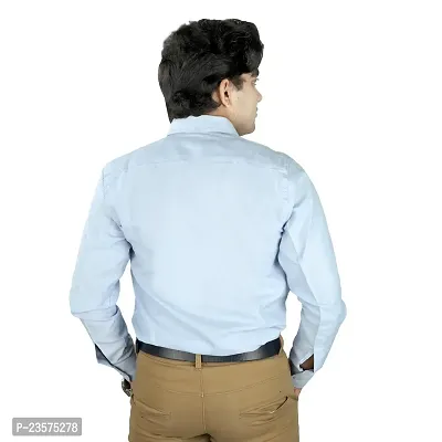 Reliable Blue Cotton Solid Long Sleeve Formal Shirts For Men-thumb3