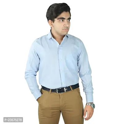 Reliable Blue Cotton Solid Long Sleeve Formal Shirts For Men