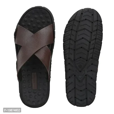 G L Trend Casual Stylish Cross Strap Waterproof 2219 Slipper Sandal for Men Brown 9 UK-thumb3