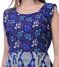 Super Moon Midi Jaipuri Print Maxi Dress Kurti for Women for Girls for Ladies (Free Size Upto 42 Inch) (Blue12)-thumb4