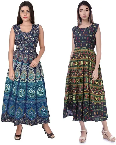 Designer Jaipuri Midi Gown Kurta Pack of 2