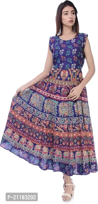 Jaipuri Cotton Printed Women Midi Gown Kurta Pack of 2-thumb4