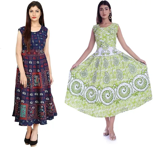 Designer Jaipuri Midi Gown Kurta Pack of 2