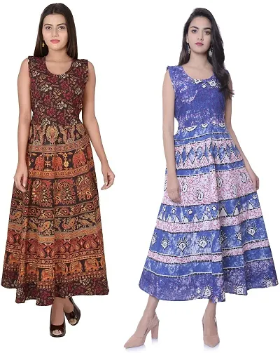 Designer Jaipuri Midi Gown Kurta Pack of 2