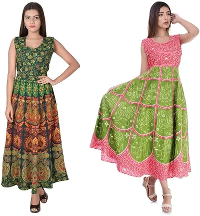 Designer Jaipuri Midi Gown Kurta Pack of 2