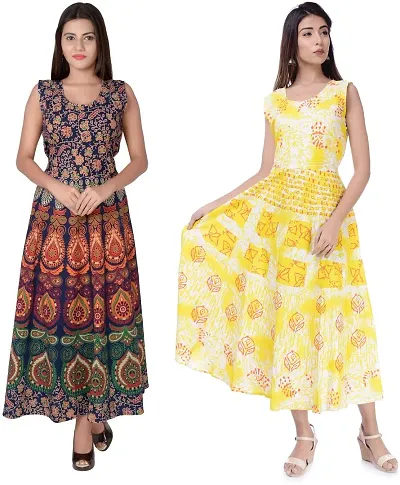 Designer Jaipuri Midi Gown Kurta Pack of 2