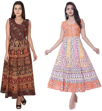 Designer Jaipuri Midi Gown Kurta Pack of 2