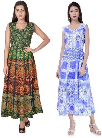 Designer Jaipuri Midi Gown Kurta Pack of 2