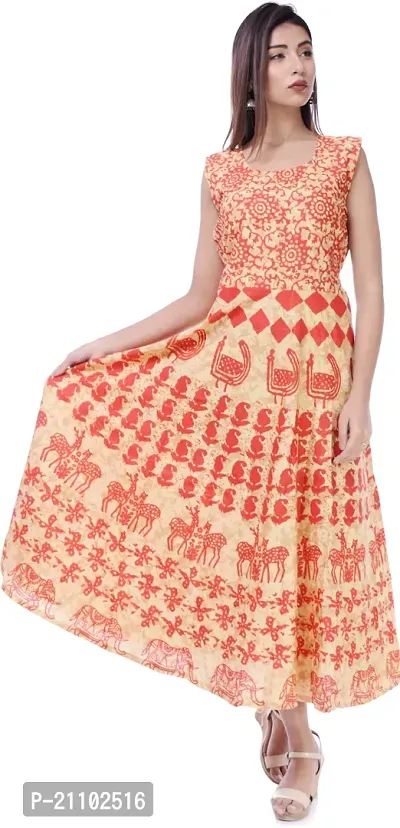 Designer Jaipuri Cotton Printed Midi Gown Kurta Pack of 2-thumb4