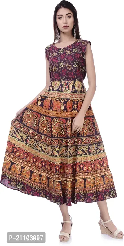 Jaipuri Cotton Printed Women Midi Gown Kurta Pack of 2-thumb4