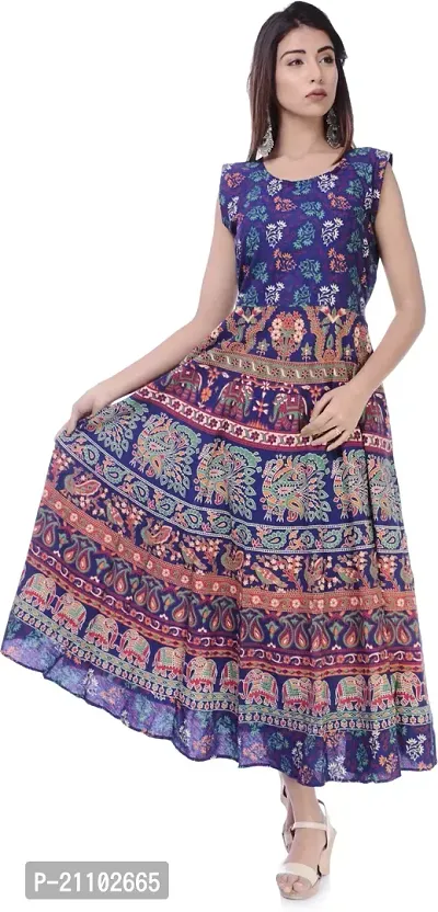 Designer Jaipuri Cotton Printed Midi Gown Kurta Pack of 2-thumb4