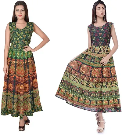 Designer Jaipuri Midi Gown Kurta Pack of 2