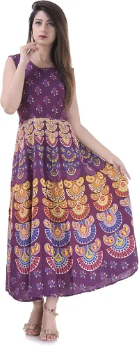 Jaipuri Cotton Printed Women Midi Gown Kurta Pack of 2-thumb3