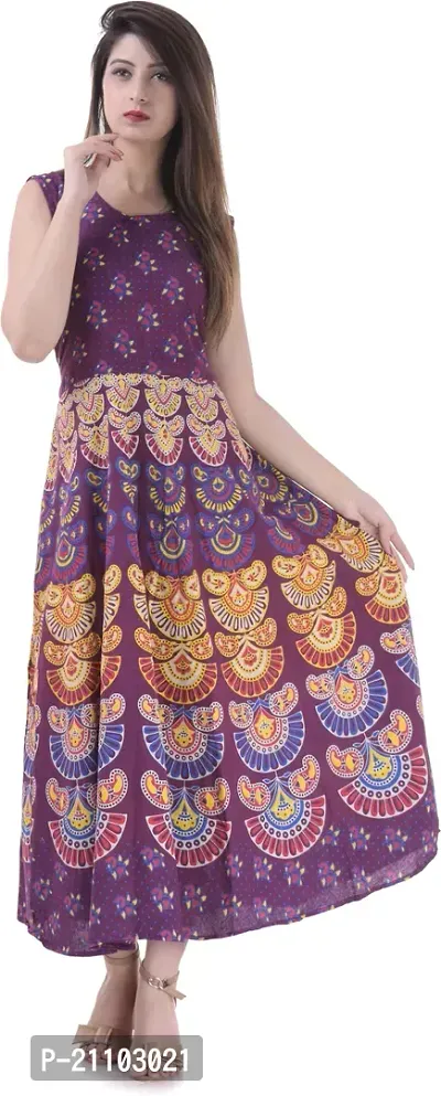 Jaipuri Cotton Printed Women Midi Gown Kurta Pack of 2-thumb4