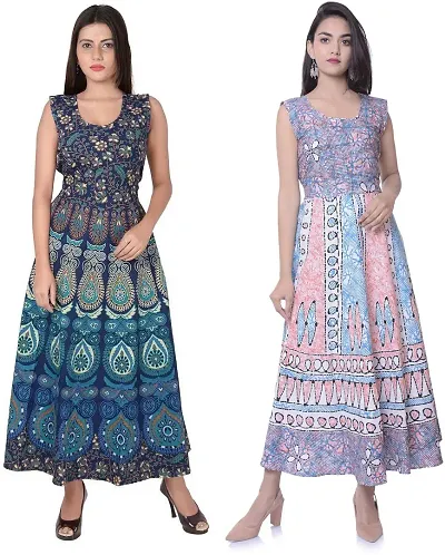 Designer Jaipuri Midi Gown Kurta Pack of 2