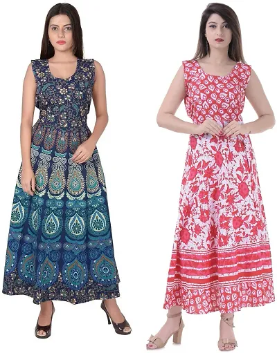 Designer Jaipuri Midi Gown Kurta Pack of 2