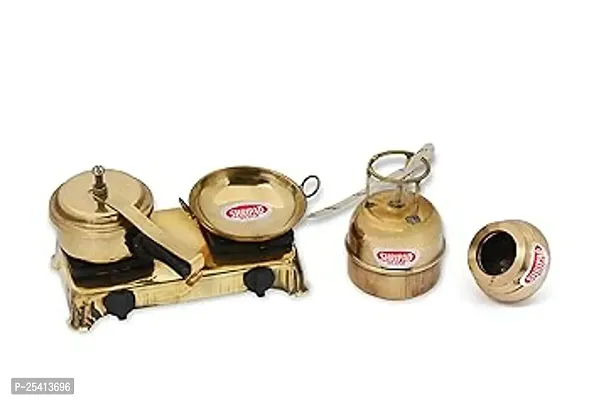 Shripad Steel Home Miniature Brass Gas Set with Little Pot Toy