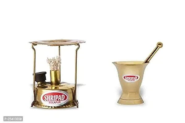 Shripad Steel Home Miniature Brass Combo of Stove Kalbatta Toy for 3 Months and Up-thumb0