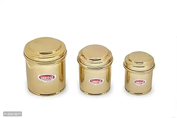 Shripad Steel Home Miniature Brass Container Set of 3 Toys