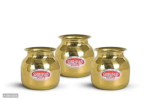 Shripad Steel Home Miniature Brass Plain Loti B Set of 3 Toys-thumb0