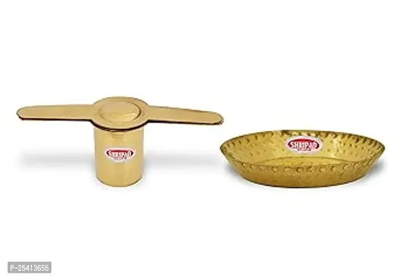 Shripad Steel Home Miniature Brass Shev Maker and Paraat Plate Toy-thumb0