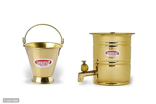 Shripad Steel Home Combo of Miniature Brass Bucket Tap Water Storage Tank Toy