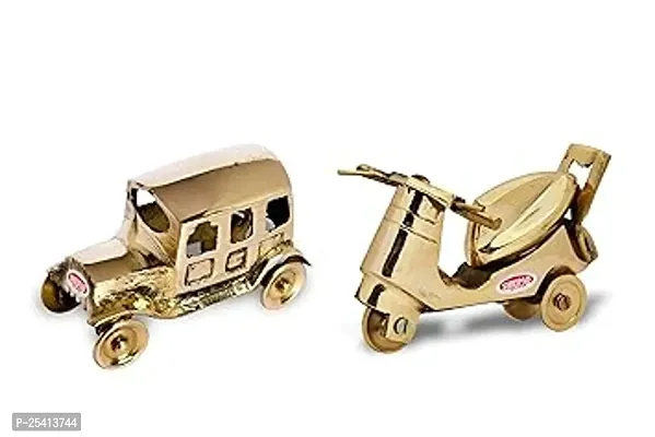 Shripad Steel Home Miniature Brass Combo of Jeep Small Scooty Toy-thumb0