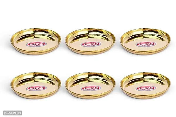 Shripad Steel Home Brass Plates Set of 6 Gold