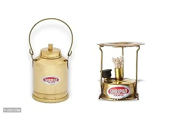 shripad steel home miniature brass combo of milk can stove toy Golden Pack of 2 Pcs