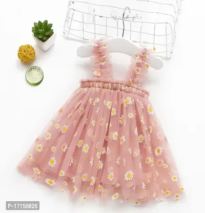 Fancy Stylish Baby Girls Floral Peach Embroidery Frocks-thumb0